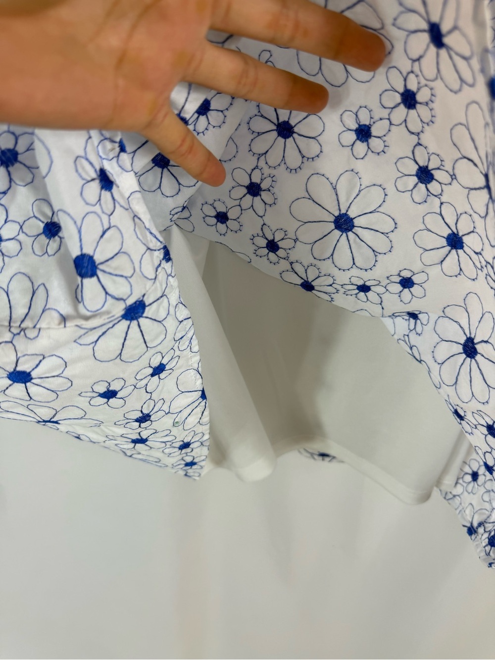 Adrienne White Mini Dress with Blue Daisy Print Size:L cotton - Picture 10 of 14
